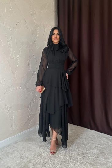 Siyah Bel Detaylı Elbise resmi